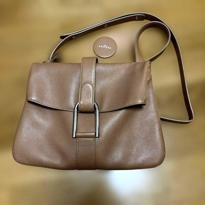 DELVAUX BEIGE SHOULDER BAG LEATHER WITH MIRROR - STRAP LENGTH: APPROX. 124CM