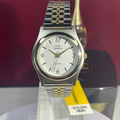 GAREL VALENTINO QZ MEN'S WRISTWATCH ROUND FACE VINTAGE STAINLESS STEEL STRAP