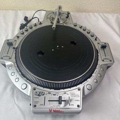 VESTAX QFO DJ TURNTABLE W/ SHURE M44-7 CARTRIDGE - TESTED, HAS CRACK