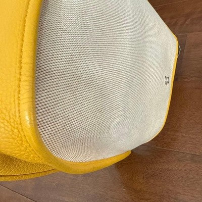 HERMES EVELYNE PM SHOULDER BAG YELLOW CANVAS & LEATHER COMBINATION, USED