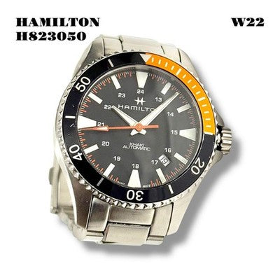 HAMILTON KHAKI AUTOMATIC H823050 NAVY SCUBA BLACK DIAL ORANGE HAND MEN'S WATCH