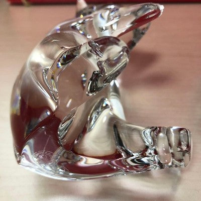 BACCARAT PARENT AND CHILD BEAR FIGURINE CRYSTAL LOET VANDERVEEN SIGNED
