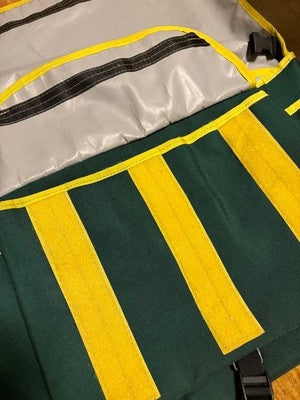 FREIGHT BAGGAGE MESSENGER BAG GREEN YELLOW HANDMADE SAN FRANCISCO RARE