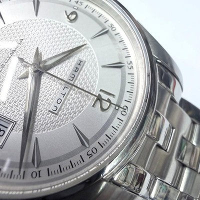 HAMILTON H325150 JAZZMASTER VIEWMATIC AUTOMATIC SKELETON BACK STEEL WATCH USED