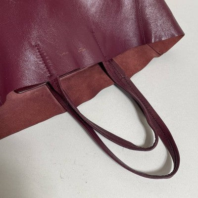 CELINE HORIZONTAL CABAS TOTE BAG LEATHER BORDEAUX BLACK BICOLOR