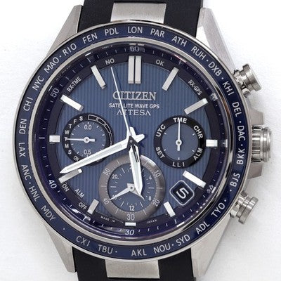 CITIZEN CC4050-18L Attesa Act Line Blue Dial Titanium Quartz Excellent /w Box