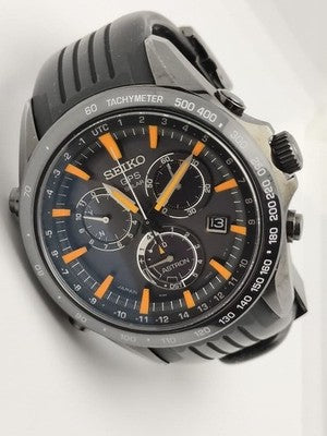 SEIKO ASTRON SBXB017 8X82 GPS SOLAR CHRONOGRAPH BLACK ORANGE MEN'S WATCH