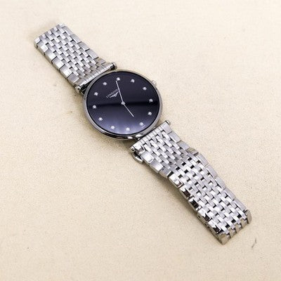 LONGINES LA GRANDE CLASSIQUE 3179 QUARTZ 12 DIAMONDS BLACK DIAL STAINLESS WATCH