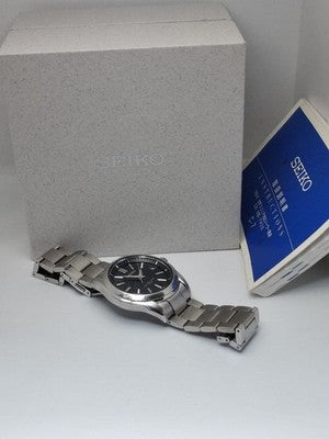 SEIKO BRIGHTZ SAGZ083 7B24-0AF0 SOLAR RADIO BLUE DIAL VERTICAL STRIPE MENS WATCH