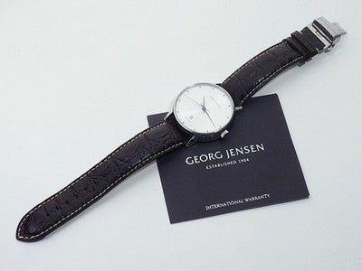 GEORG JENSEN 392 KOPPEL STAINLESS STEEL 41MM SILVER WRISTWATCH USED AUTHENTIC