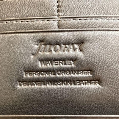 FILOFAX WAVERLEY BIBLE SIZE ORGANIZER, UNUSED, MINOR DENTS ON LEATHER