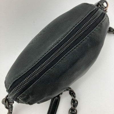 PRADA BLACK NAPPA LEATHER CHAIN MINI SHOULDER BAG LOGO EMBOSSED AUTHENTIC