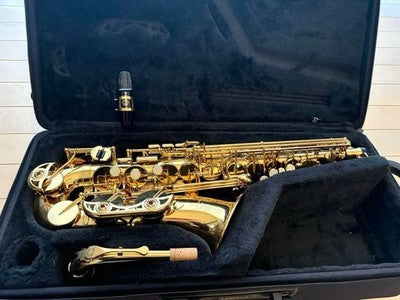 YAMAHA YAS380 ALTO SAXOPHONE GOLD LACQUER TESTED WORKING W/ HARD CASE