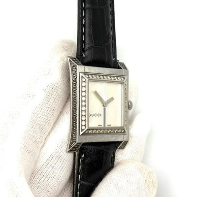 GUCCI 111J DIAMOND BLACK DIAMOND SHELL DIAL WATCH QUARTZ RARE LUXURY MEN WOMEN