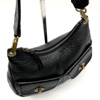 MIU MIU BLACK LEATHER SHOULDER BAG TURN LOCK GOLD HARDWARE NERO WITH CARD