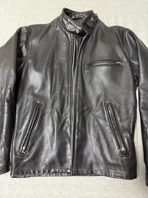SCHOTT STAND UP COLLAR SINGLE RIDERS 641 LEATHER JACKET BLACK 36