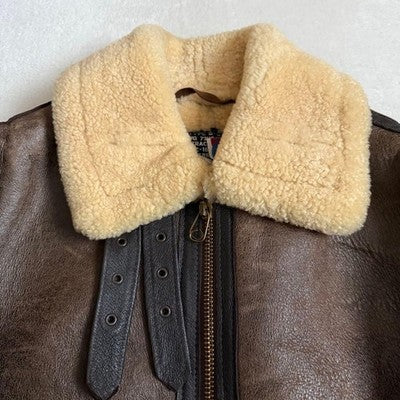 SCHOTT B-9 SHEARLING SHEEPSKIN COAT BOA JACKET MEN LEATHER SIZE 42 MADE IN USA