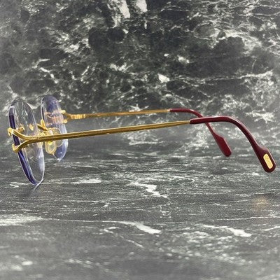 CARTIER C-MOTIF RIMLESS EYEGLASSES GOLD VINTAGE RARE MADE IN FRANCE AUTHENTIC