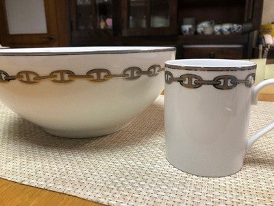 HERMES SALAD BOWL PLATE CHAINE D'ANCRE TABLEWARE MORNING DINNER NEW / NO BOX