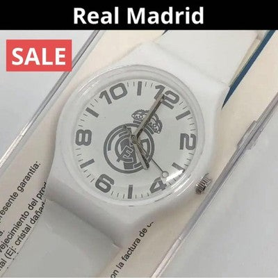 REAL MADRID CLUB DE FUTBOL WATCH 43811 WHITE & SILVER QUARTZ USED FROM JAPAN