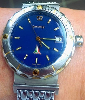 EBERHARD FLY MATIC FRECCE TRICOLORI 42007 AUTOMATIC BLUE DIAL PILOT WATCH