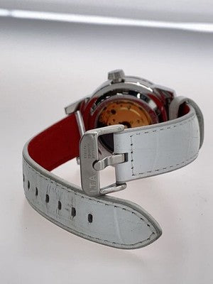 I.T.A. LAUTOMATIKO 26.00.01 AUTOMATIC WHITE DIAL LEATHER ITALIAN DESIGN WATCH