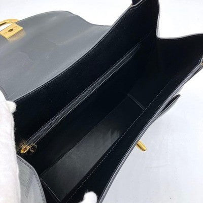 CARTIER PANTHERE BLACK LEATHER SHOULDER BAG GOLD HARDWARE AUTHENTIC JAPAN