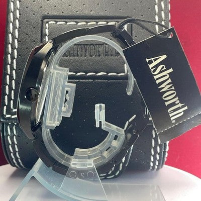 ASHWORTH QZ MEN'S WRISTWATCH ROUND FACE JAPAN MADE MOVEMENT SS BELT NEAR MINT