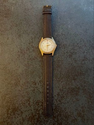 ORIS 7403 17 JEWELS AUTOMATIC MEN'S WATCH GOLD TONE 33MM LEATHER SWISS MADE BOX