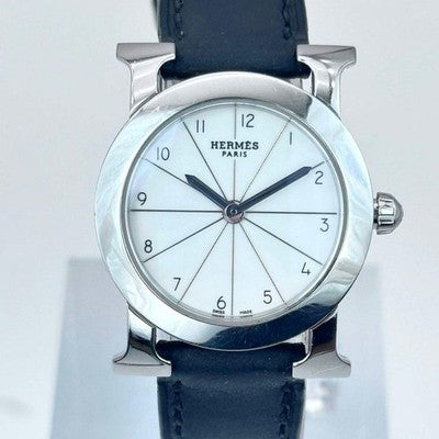 HERMES RONDE H WATCH HR1210 WOMENS SILVER QUARTZ LUXURY RARE FRANCE