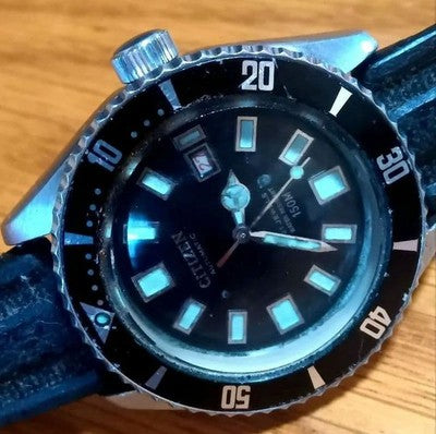 CITIZEN CHALLENGE DIVER 150M 62-6198 AUTOMATIC VINTAGE RED DAY DATE 21J WATCH