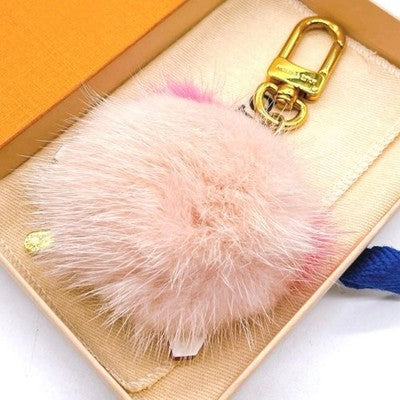 LOUIS VUITTON WILD FUR CAT BAG CHARM BIJOU SAC KEY HOLDER M63093 PINK MONOGRAM