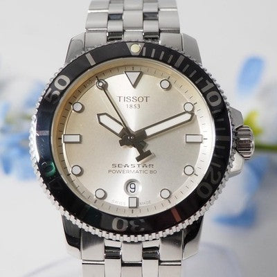 TISSOT SEASTAR T120407A AUTOMATIC 42MM SILVER DIAL CERAMIC BEZEL MENS WATCH BOX