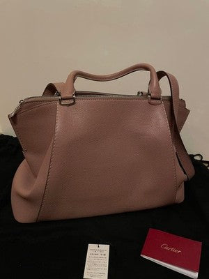 CARTIER C DE CARTIER 2-WAY HANDBAG PINK GENUINE LEATHER SHOULDER BAG