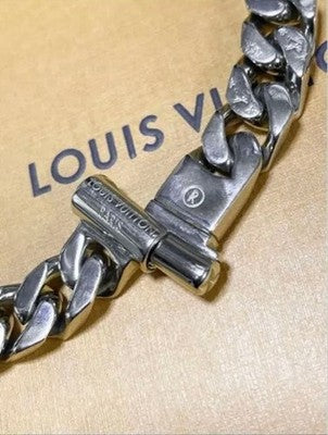 LOUIS VUITTON MONOGRAM CHAIN NECKLACE BRACELET SET M69987 SILVER