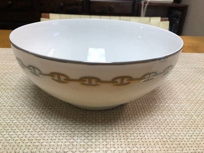 HERMES SALAD BOWL PLATE CHAINE D'ANCRE TABLEWARE MORNING DINNER NEW / NO BOX