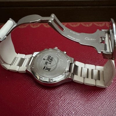 CARTIER CHRONOSCAPH SM W10197U2 QUARTZ WATCH WHITE DIAL STEEL RUBBER BOX