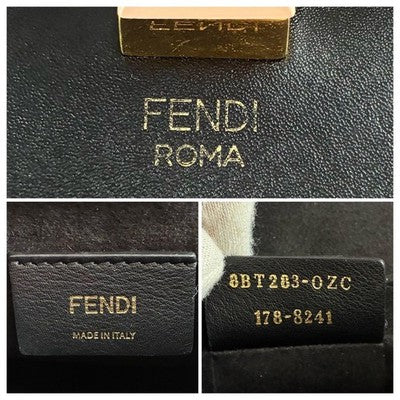 FENDI KANAI CHAIN SHOULDER BAG 2WAY LEATHER BLACK WOMEN USED AUTHENTIC