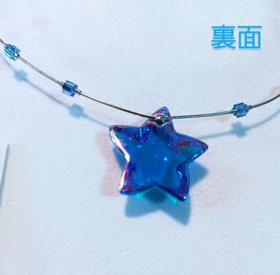 BACCARAT NECKLACE PENDANT STAR COLOR BLUE 16.5 INCH WOMEN ACCESSORIES NEAR MINT