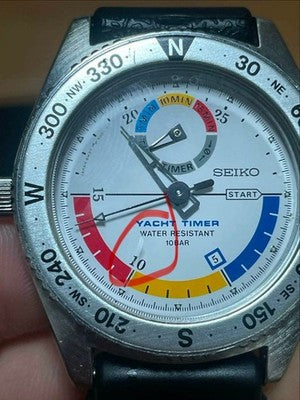 RARE SEIKO 8M37-6000 YACHT TIMER VINTAGE QUARTZ SAILING WATCH WORKING JAPAN