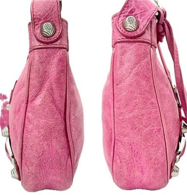 BALENCIAGA GIANT HIP SHOULDER BAG PINK LEATHER MIRROR AUTHENTIC