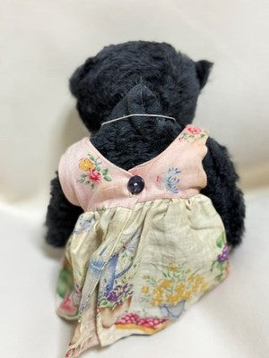 FORGET ME NOT ARTIST BEAR, JOY'S CREATION, ANTIQUE BLACK MOHAIR TEDDY BEAR