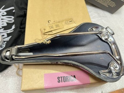 SELLE ITALIA STORICA BLACK LEATHER SADDLE 145 X 295MM CRMO RAIL MADE IN ITALY