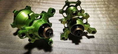 HOPE BICYCLE HUB SET GREEN ANODIZED FRONT REAR MTB DISC BRAKE ALLOY USED