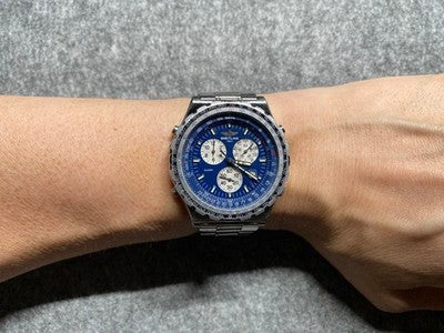 BREITLING JUPITER PILOT A59028 BLUE DIAL QUARTZ CHRONOGRAPH PILOT WATCH AS IS
