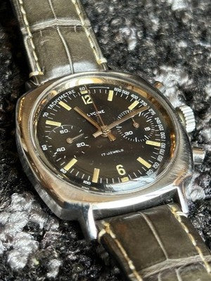 GLYCINE VINTAGE MANUAL WIND CHRONOGRAPH 36MM MEN'S WATCH EXCELLENT WORKING JP