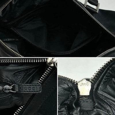 GUCCI MINI BOSTON BAG SHERRY LINE GG CANVAS BLACK LEATHER HANDBAG