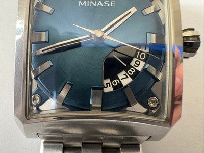 MINASE FIVE WINDOWS VM03-M03S BLUE DIAL AUTOMATIC MEN'S WATCH SS JAPAN 38MM