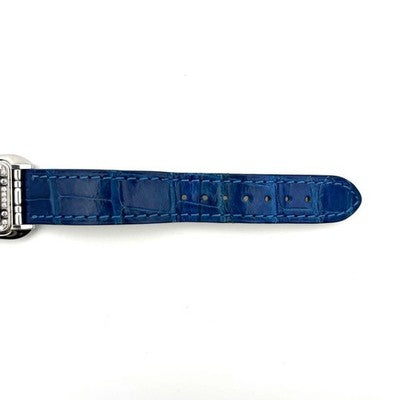 TABBAH SAGA DIAMOND RECTANGULAR QUARTZ WATCH VINTAGE SWISS BLUE DIAL