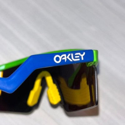 OAKLEY BLADES VINTAGE SUNGLASSES USA MADE Y2K NEON GREEN/BLUE 1988